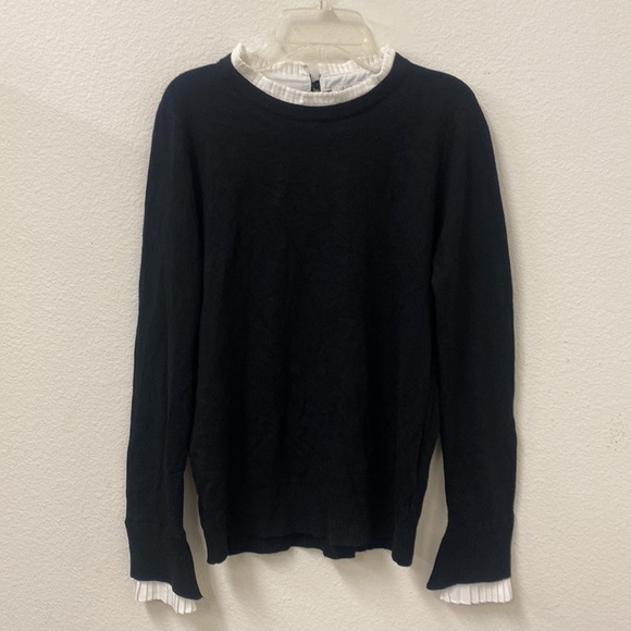 Vila Milano Lush Pleated Collar Black Sweater M - Picture 11 of 14